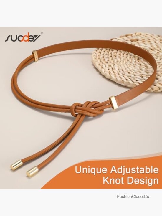 Women Faux Leather Knotted Thin Waist Belt for Dresses Jeans Pants main image 4